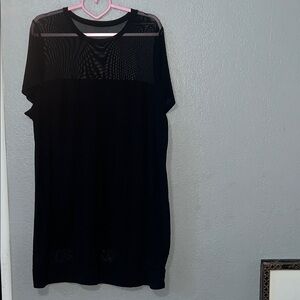 SHEIN CURVE Black Mesh Yoke Tunic Top/ Cover Up size 4X